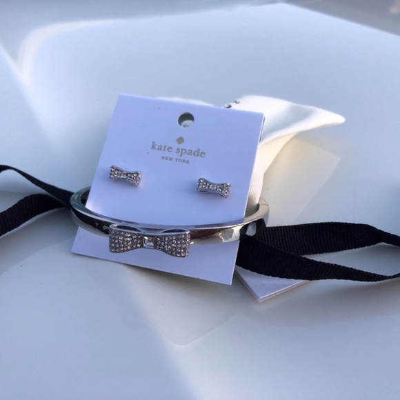 NWT KATE SPADE READY SET BOW Silver Pave Bracelet - Picture 4 of 4